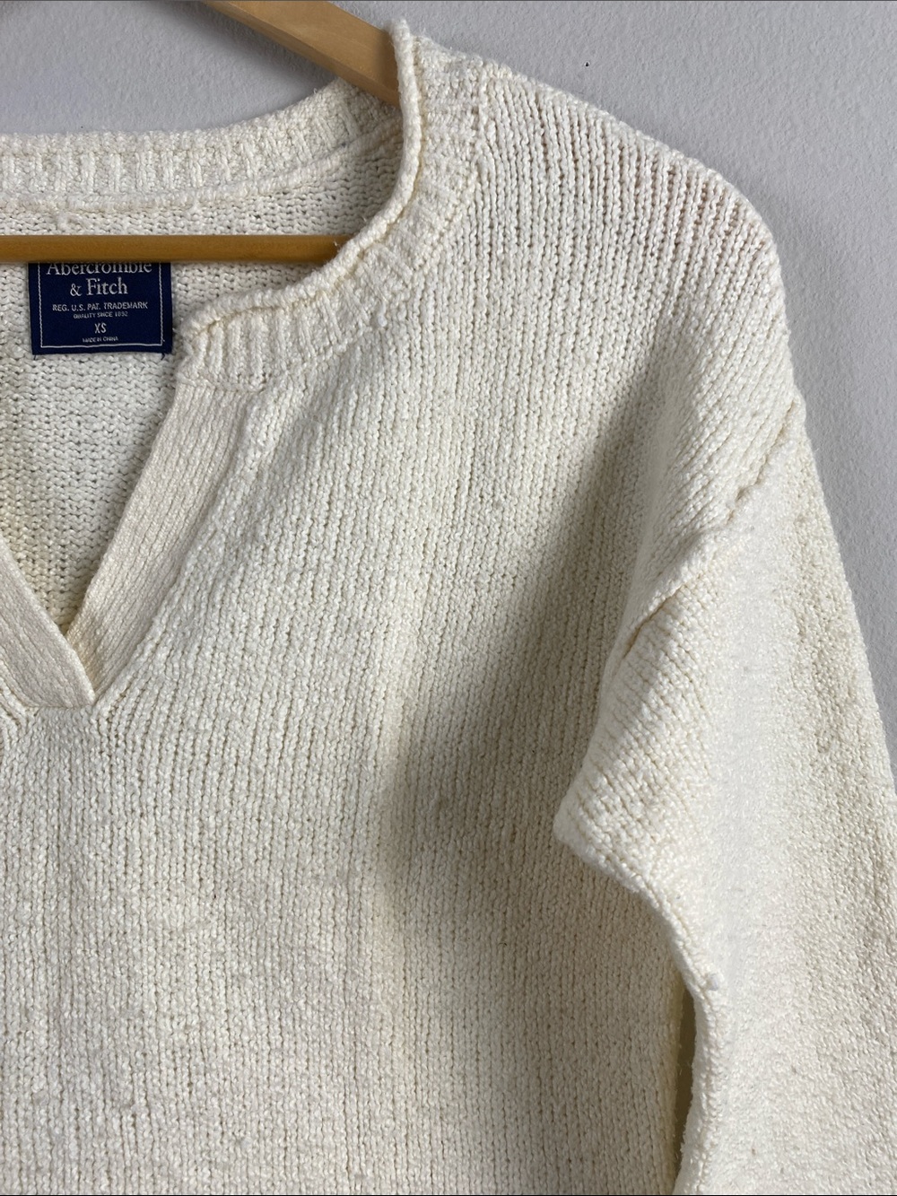 Abercrombie & Fitch Open Collar Roll Hem Long Sleeve Drop Shoulder Sweater - Picture 9 of 16